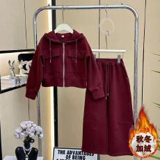 批发女童秋冬加绒<b class='q'>休闲</b>套装2025新款洋气时髦连帽外套女孩<b class='q'>休闲</b>裤两件套