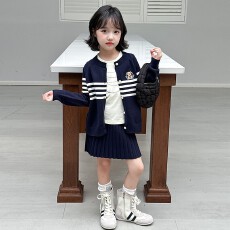 批发儿童<b class='q'>套装</b>女童学院风两件套秋季2025新款韩版洋气小女孩针织衫裙子