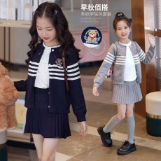 批发<b class='q'>女童</b>针织<b class='q'>开衫</b>百褶裙秋季套装2025新款儿童<b class='q'>毛衣</b>外套早秋学院风穿搭