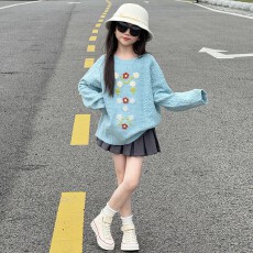 批发女童宽松毛衣外穿秋冬2025新款儿童打底衫大童女孩超好看针织上衣