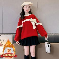 批发女童秋冬季加绒毛衣2025新款儿童拜年服中国风加厚针织衫打底上衣