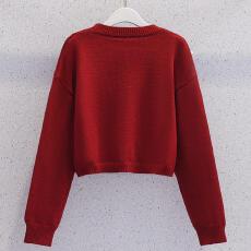 批发女童拜年服2025秋冬新款儿童加厚毛衣女大童红色喜庆过年裙子套装