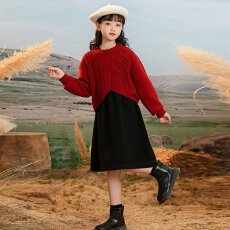 批发女童新中式新年套装秋冬款2025新款女大童毛衣保暖儿童国风两件套