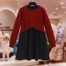 批发新中式拜年服红色喜庆套装秋冬季2025新款儿童新年衣服针织两件套