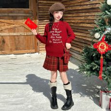 批发女童套装秋冬2025新款洋气韩版女孩毛衣百褶裙冬季新年装两件套潮