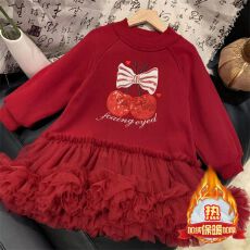 女童连衣裙2025加绒加厚新款秋冬公主风长袖裙子儿童ins风卫衣裙