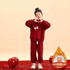 批发女童套装2025新款韩版<b class='q'>儿童</b>运动服休闲秋冬加绒小女孩卡通两件套