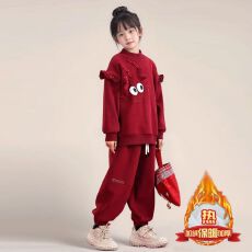 批发女童套装2025新款韩版<b class='q'>儿童</b>运动服休闲秋冬加绒小女孩卡通两件套