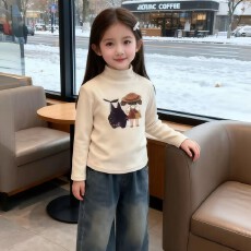 批发<b class='q'>女童</b>半<b class='q'>高领</b>长袖t恤秋冬季新款中大童女孩德绒衣服儿童保暖<b class='q'>打底衫</b>