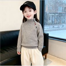 批发<b class='q'>女童</b>高领<b class='q'>毛衣</b>冬季2026新款韩版儿童洋气毛线衣针织衫女孩打底上衣