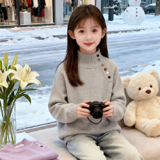 批发<b class='q'>女童</b>毛<b class='q'>衣</b>冬季2026新款洋气时髦儿童加厚毛线衣针织衫女孩打底上衣