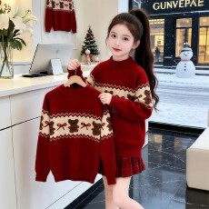 批发<b class='q'>女童</b>裙<b class='q'>子</b>套装秋冬2026新款儿童红色毛衣冬装女大童韩系穿搭百褶裙