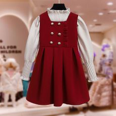 批发<b class='q'>女童</b>连<b class='q'>衣裙</b>秋冬季加厚2026新款新年拜年红色儿童冬装<b class='q'>礼服</b>套装春节