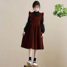 批发女孩秋冬套装2026新款<b class='q'>中大</b><b class='q'>童</b>洋气连衣裙初中生赫本风公主裙背心裙