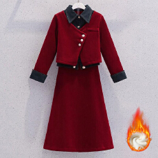 批发女童小香风<b class='q'>牛仔</b>套装冬装2026新款女大童高级感加绒外套裙子两件套