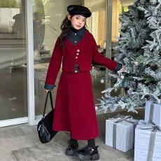 批发女童小香风<b class='q'>牛仔</b>套装冬装2026新款女大童高级感加绒外套裙子两件套