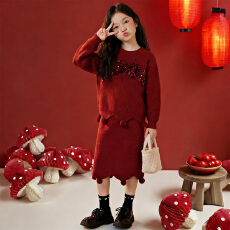 批发女大童秋冬装针织<b class='q'>套装</b>2026款洋气连衣裙小女孩加厚毛衣两件套裙