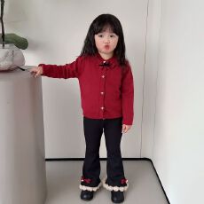 批发女童毛衣秋冬卡通蝴蝶结开衫外套新款韩版洋气小女孩针织毛线衣潮