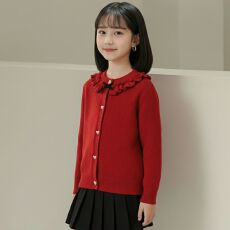 批发女童新年红色针织毛衣秋冬季2026新款中大童洋气拜年服本命年衣服
