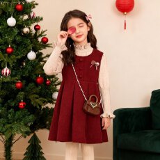 批发女童连衣裙冬装2026新款儿童洋气裙子套装女大童年服两件套本命年