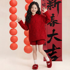 批发女童毛衣套装新年服2025新款<b class='q'>儿童</b>新年喜庆两件套内搭洋气爆款时尚