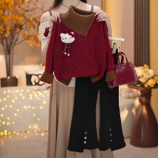 批发女童毛衣套装秋冬季2026新款洋气<b class='q'>儿童</b>针织衫韩版女孩喇叭<b class='q'>裤</b><b class='q'>两件套</b>