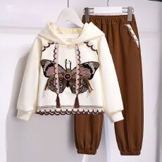 批发女童休闲套装2026新款洋气<b class='q'>儿童</b>卡通连帽卫衣运动服女孩童装两件套