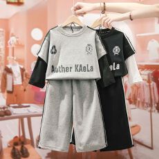 批发女童<b class='q'>春</b>秋款休闲套装2026新款洋气中大童假两件长袖阔腿裤两件套潮