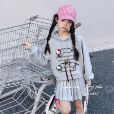批发<b class='q'>女</b><b class='q'>童</b>春秋款套装新款女中大童秋季<b class='q'>卫衣</b>休闲百褶裙两件套女孩外套潮