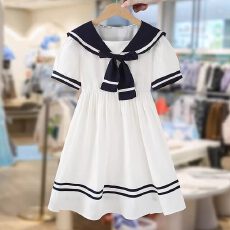 批发女童夏季学院风连衣裙2026新款儿童<b class='q'>韩版</b>洋气时尚透气短袖连衣裙潮