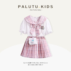 批发女童学院风套装夏装2026新款洋气时髦格子百褶裙JK夏季<b class='q'>儿童</b>两件套