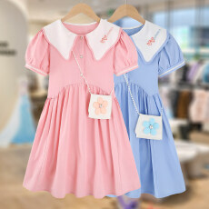 批发学院风女童连衣裙新款夏季薄款连身裙甜美<b class='q'>儿童</b>裙子女孩洋气公主裙