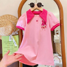 批发女童时髦卡通POLO裙子2026夏季新款儿童露背大蝴蝶结<b class='q'>卫衣</b><b class='q'>连衣裙</b>潮