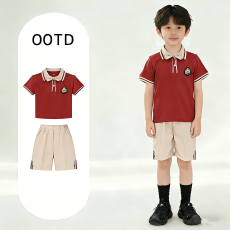 批发男<b class='q'>童</b><b class='q'>学院风</b><b class='q'>套</b>装夏季新款儿<b class='q'>童</b>红色短袖POLO衫裤子套装小学生演出服
