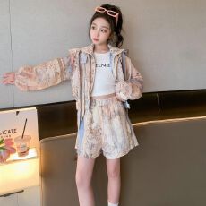 批发女童防晒服夏装套装2026新款洋气小女孩夏季薄款<b class='q'>儿童</b>装透气两件套