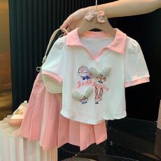 批发女<b class='q'>童</b><b class='q'>套装</b><b class='q'>夏</b>装2026夏季新款儿<b class='q'>童</b>洋气短袖小女孩百褶裙休闲裤两件套