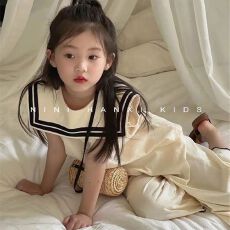 批发女童韩版海军领<b class='q'>儿童</b>洋气无袖夏季2026新款套装夏装阔腿<b class='q'>裤</b><b class='q'>两件套</b>