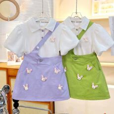 批发<b class='q'>女童</b><b class='q'>背带裙</b>夏季2026新款儿童洋气网红女大童夏装时髦短裙套装炸街