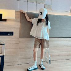批发女童网红套装夏季2026新款儿童娃娃衫洋气夏装中大童短裤两件套<b class='q'>薄</b>