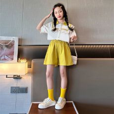 批发<b class='q'>女</b><b class='q'>童</b>夏装2026新款女孩洋气休闲短袖短裤<b class='q'>套装</b>可爱甜美中大童儿童夏