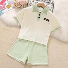批发<b class='q'>女</b><b class='q'>童</b><b class='q'>套装</b>夏装2026夏季运动网红炸街POLO衫短袖儿童休闲短裤两件套