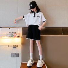 批发<b class='q'>女</b><b class='q'>童</b>夏装2026新款洋气时髦女大童短袖t恤短裤儿童休闲洋气两件套