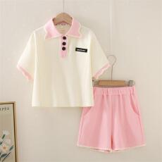批发女童休闲套装夏季2026新款儿童夏装<b class='q'>薄</b>款polo衫短袖短裤运动两件套