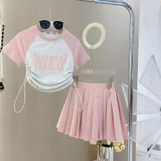 批发<b class='q'>女</b><b class='q'>童</b><b class='q'>套装</b>夏季2026新款儿童韩版潮网红洋气短袖小女孩百褶裙两件套