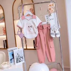 批发女童<b class='q'>夏</b>季短袖套<b class='q'>装</b>2026夏<b class='q'>装</b>新款儿童薄款工<b class='q'>装</b><b class='q'>裤</b>两件套女孩休闲长<b class='q'>裤</b>