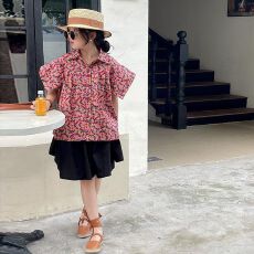批发<b class='q'>女</b><b class='q'>童</b><b class='q'>套装</b>2026新款夏装女孩韩版洋气花衬衫上衣短裙儿<b class='q'>童装</b>两件套潮