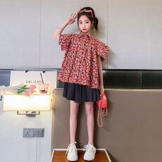 批发<b class='q'>童装</b>女童网红<b class='q'>套装</b>夏装2026新款儿童时髦洋气短袖衬衫短裤两件套潮