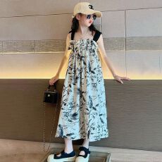 批发<b class='q'>女童</b>夏<b class='q'>季</b>连衣裙2026新款儿童裙子中大童吊带水墨画碎花网红背带裙