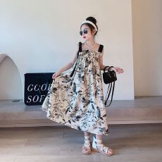 批发<b class='q'>女童</b>夏<b class='q'>装</b>连衣裙2026新款儿童洋气复古水墨画<b class='q'>童装女</b>孩夏季吊带裙子