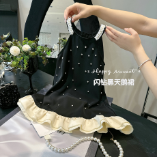 批发女童小香风吊带连衣裙2026夏装新款<b class='q'>儿童</b>小女孩重工荷叶边钉珠裙子